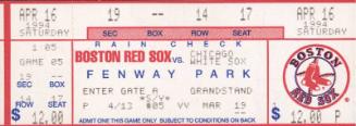 Chicago White Sox versus Boston Red Sox phantom ticket, 1994 April 16