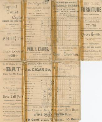 Pittsburgh Alleghenys versus Indianapolis Hoosiers scorecard, 1888 July 21