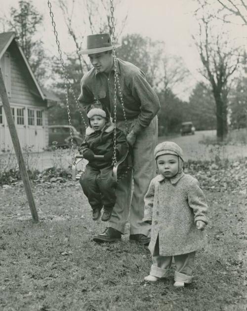 Bob Feller and His Children photograph, 1948 November 29