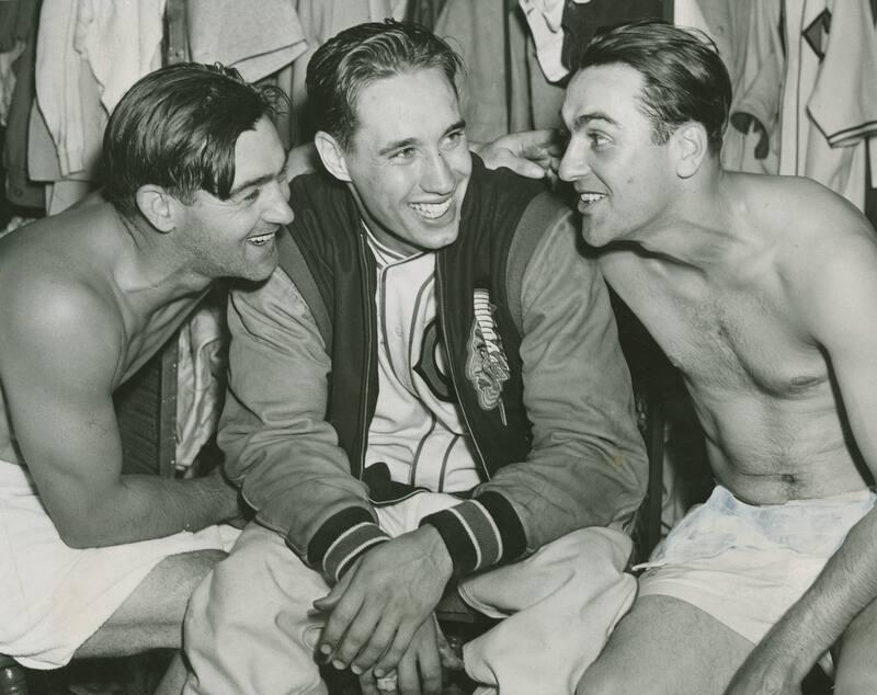 Bob Feller, Rollie Hemsley, and Lou Boudreau photograph – Works – eMuseum