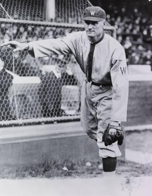 Walter Johnson Pitching photograph, 1916