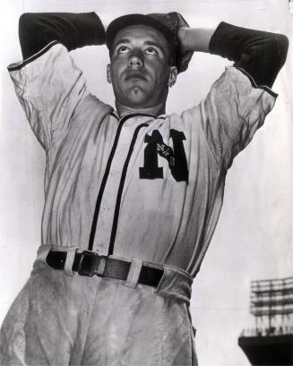 Bob Feller in Naval Baseball Uniform photograph, 1940s