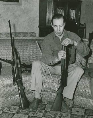 Bob Feller with Rifles photograph, 1948