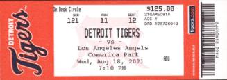 Los Angeles Angels versus Detroit Tigers ticket, 2021 August 18