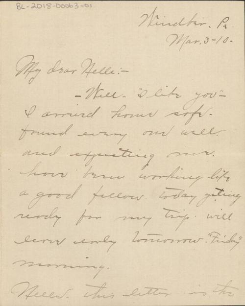 Letter from Roxey Roach to Nelle Stewart, 1910 March 03