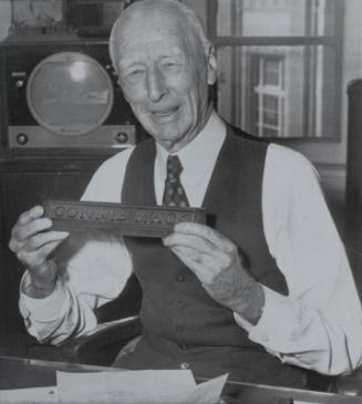 Connie Mack with Name Plate photograph, 1954 October 18
