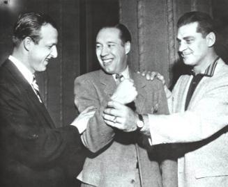Bob Feller, Stan Musial, and Ted Kluszewski photograph, 1956 December 11