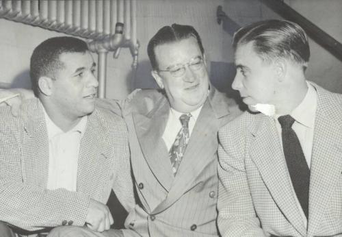 Walter O'Malley, Roy Campanella, and Pee Wee Reese photograph, 1951 October 03