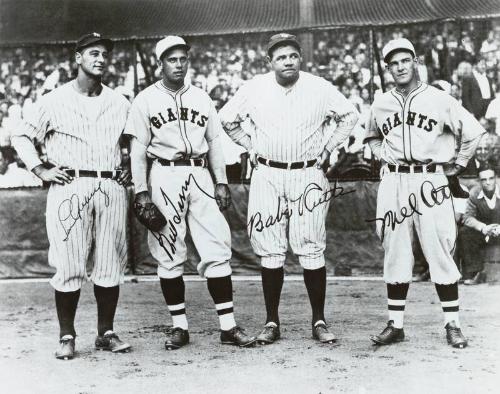 Lou Gehrig, Bill Terry, Babe Ruth and Mel Ott photograph, approximately 1931