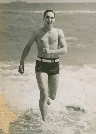 Bob Feller at Beach photograph, 1938 February 22