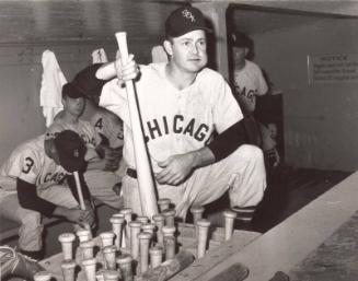 Nellie Fox in Dugout photograph, 1958 June 03