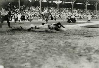 Ty Cobb Sliding Into Home Plate photograph, 1908 October 12