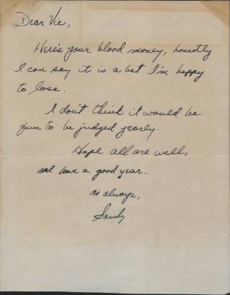 Letter from Sandy Koufax to Victor Lapiner, 1972 January 26
