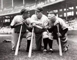 Babe Ruth, Tris Speaker, and Ty Cobb Amateur Day photograph, 1941 July 27