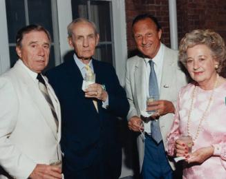 Stan Musial, Charlie Gehringer, Pee Wee Reese, and Josephine Gehringer photograph, undated