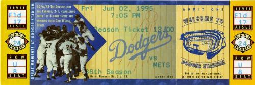 Los Angeles Dodgers versus New York Mets ticket, 1995 June 02