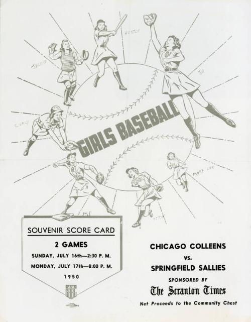 Chicago Colleens vs Springfield Sallies Scorecard Cover photograph, 1950