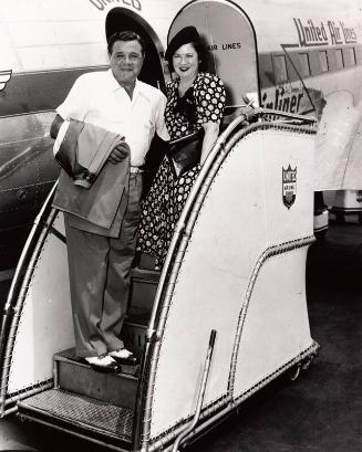 Babe and Claire Ruth Getting On Plane photograph, 1941 July 26