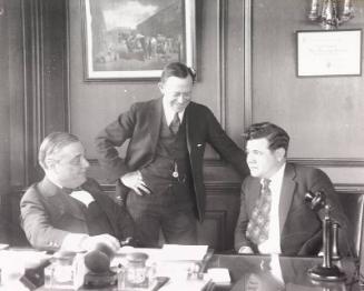Babe Ruth, Jacob Ruppert, and Miller Huggins photograph, between 1920 and 1934