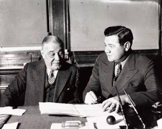 Babe Ruth and Jacob Ruppert photograph, 1934 January
