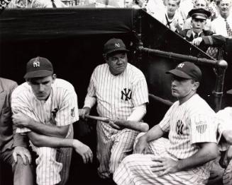 Babe Ruth in Yankees Dugout photograph, between 1942 and 1945