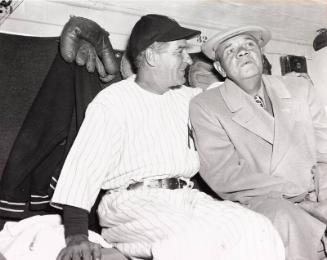 Babe Ruth and Bucky Harris on Babe Ruth Day photograph, 1947 April 27