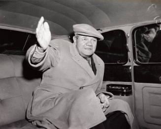 Babe Ruth Leaving Hospital photograph, 1948 January 28