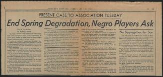 End Spring Degradation, Negro Players Ask article, 1961 July 30
