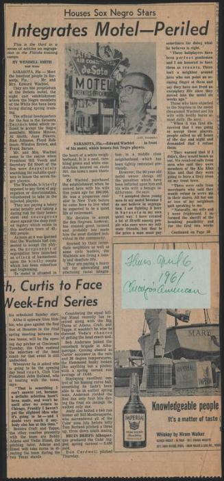 Integrates Motel-Periled article, 1961 April 06