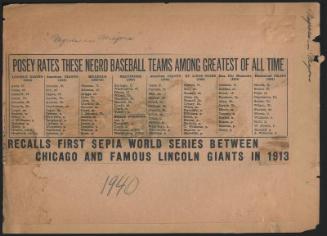 Posey Rates these Negro Baseball Teams Among Greatest of All Time newspaper clipping, circa 194…