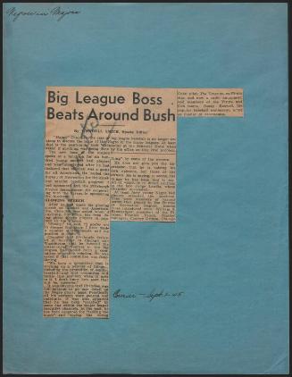 Big League Boss Beats Around Bush article, 1945 September 01