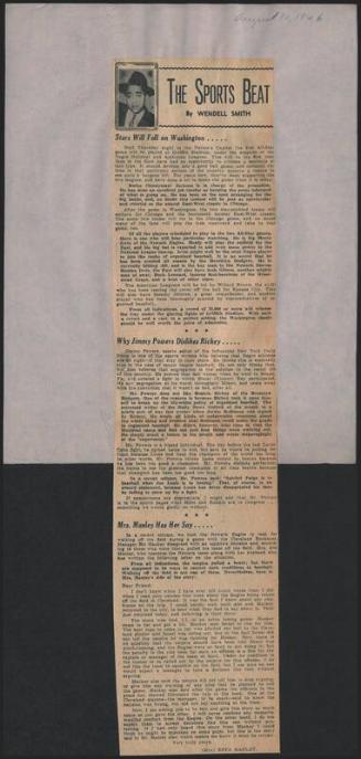 The Sports Beat newspaper column, 1946 August 10
