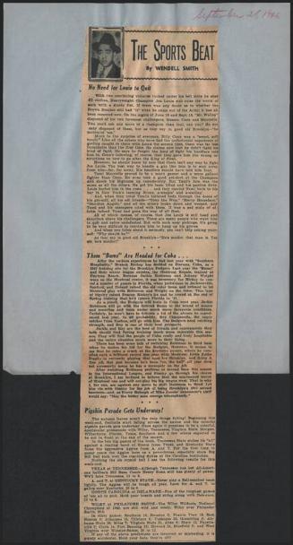 The Sports Beat newspaper column, 1946 September 28