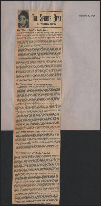 The Sports Beat newspaper column, 1947 February 08