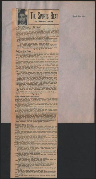 The Sports Beat newspaper column, 1947 March 22