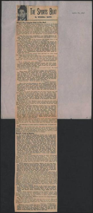 The Sports Beat newspaper column, 1947 April 26