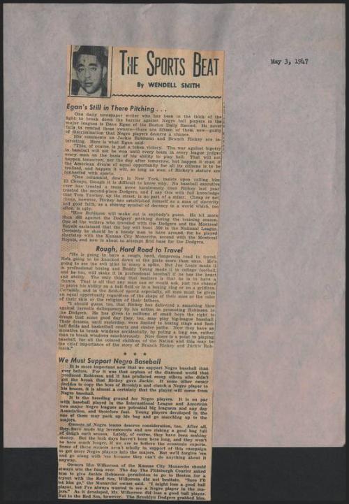 The Sports Beat newspaper column, 1947 May 03