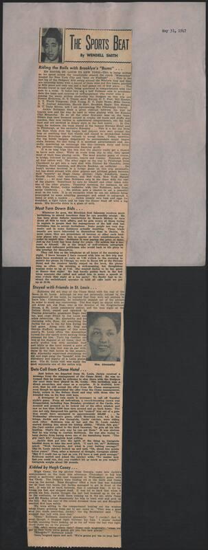 The Sports Beat newspaper column, 1947 May 31