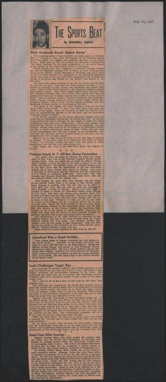 The Sports Beat newspaper column, 1947 July 19