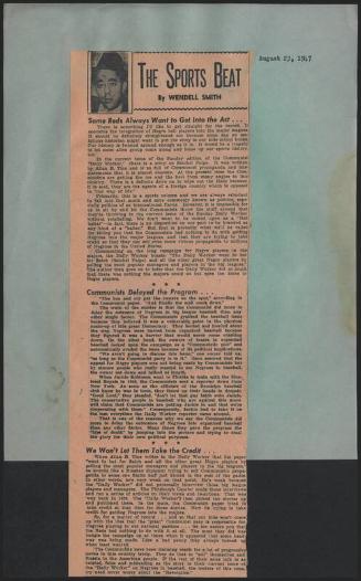 The Sports Beat newspaper column, 1947 August 23