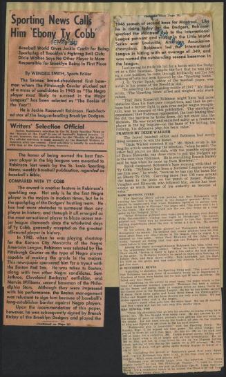 The Sports Beat newspaper column, 1947 September 20