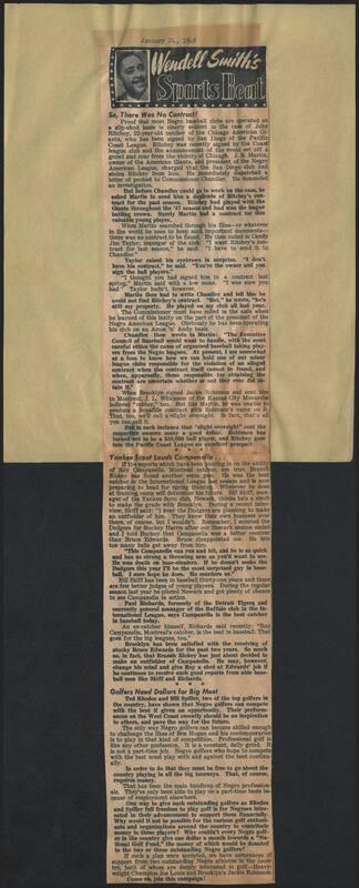 Sports Beat newspaper column, 1948 January 24