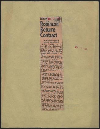Robinson Returns Contract article, 1948 February 14