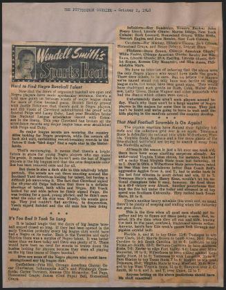 Sports Beat newspaper column, 1948 October 02