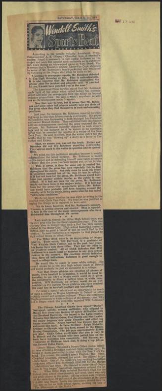Sports Beat newspaper column, 1949 March 19