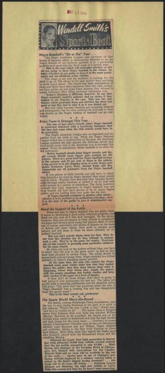 Sports Beat newspaper column, 1949 May 14