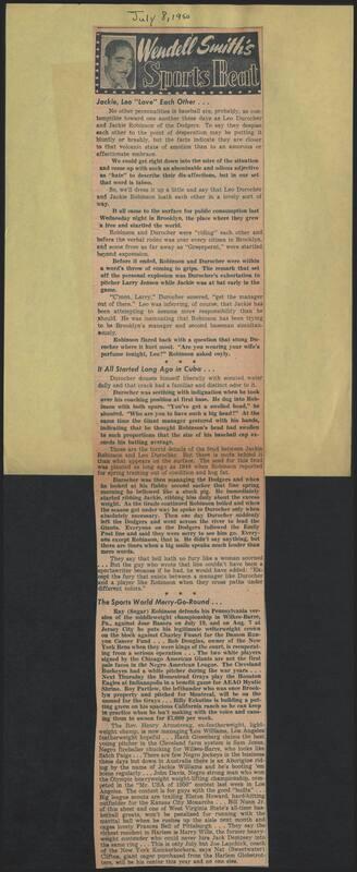 Sports Beat newspaper column, 1950 July 08