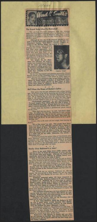 Sports Beat newspaper column, 1950 November 04