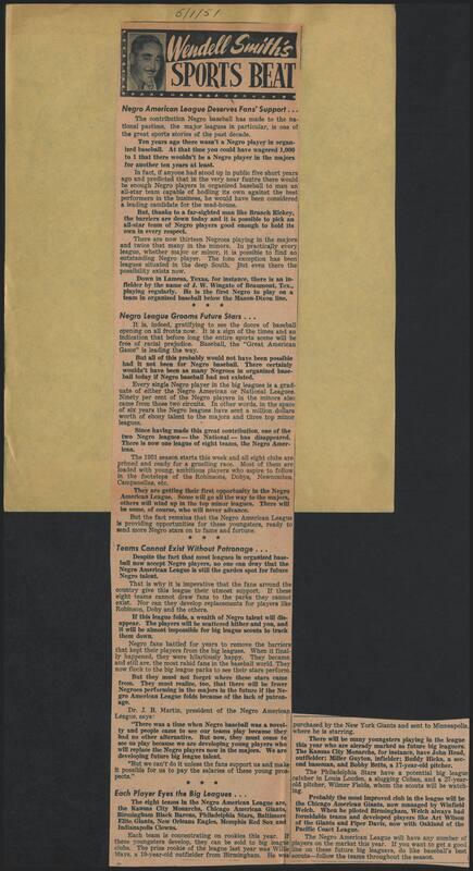 Sports Beat newspaper column, 1951 June 01
