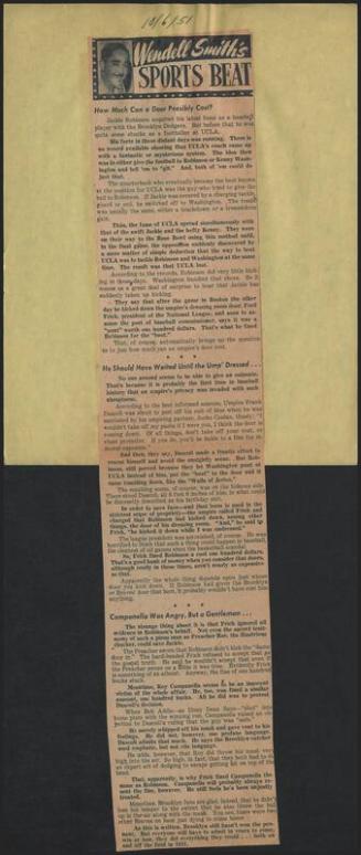 Sports Beat newspaper column, 1951 October 06